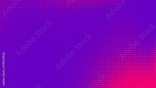 Dots halftone purple pink color pattern gradient texture with technology digital background. Pop art comics with nature graphic design.