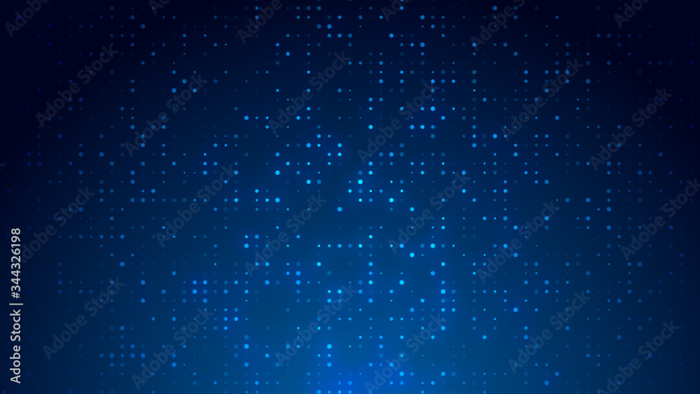 Dot  white blue pattern screen led light gradient texture background. Abstract technology big data digital background. 3d rendering.