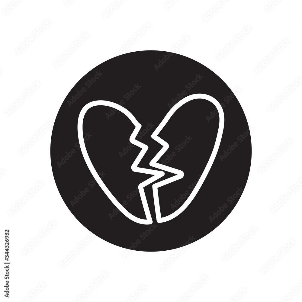 broken heart icon, line block style broken heart icon, line block style