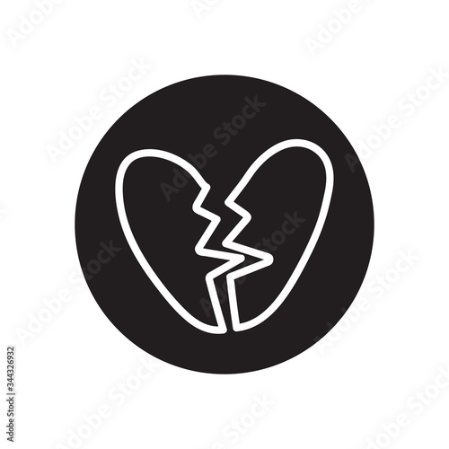 broken heart icon, line block style