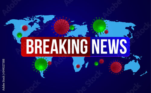 Breaking News. Wuhan. 2019-ncov. Test tube Coronavirus Outbreak Abstract Banner. Breaking news background for medical news and graphical image of statistics.
