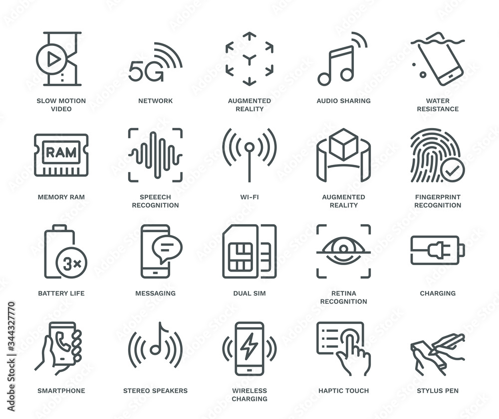 Smartphone Specification Icons. - obrazy, fototapety, plakaty 