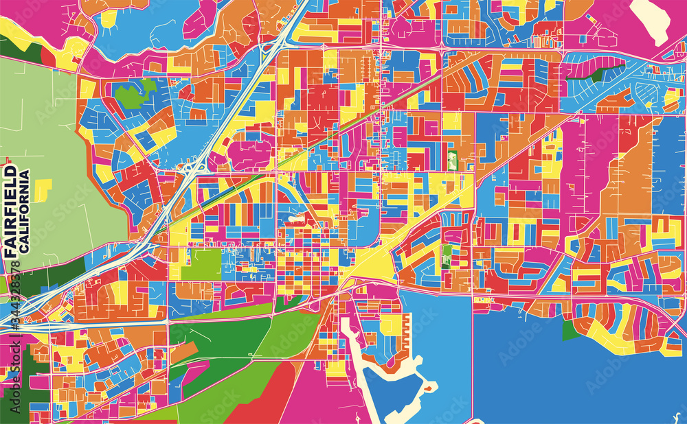 Naklejka premium Fairfield, California, USA, colorful vector map