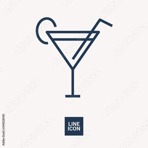 Glass cocktail isolated linear icon for websites minimalistic flat design