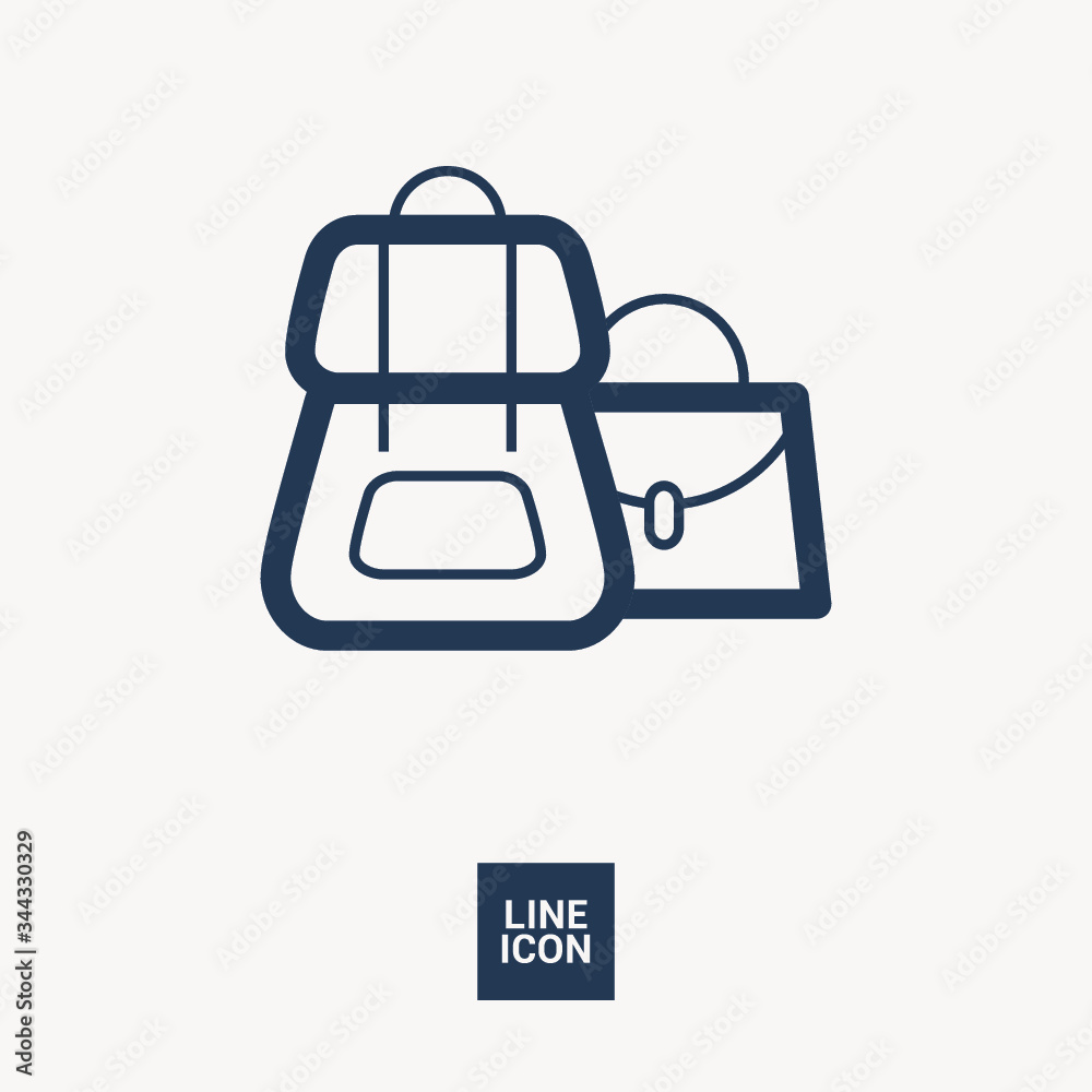 Bag and backpack isolated single linear icon for websites and mobile minimalistic flat design. Bag and backpack isolated single linear icon for websites and mobile minimalistic flat design.