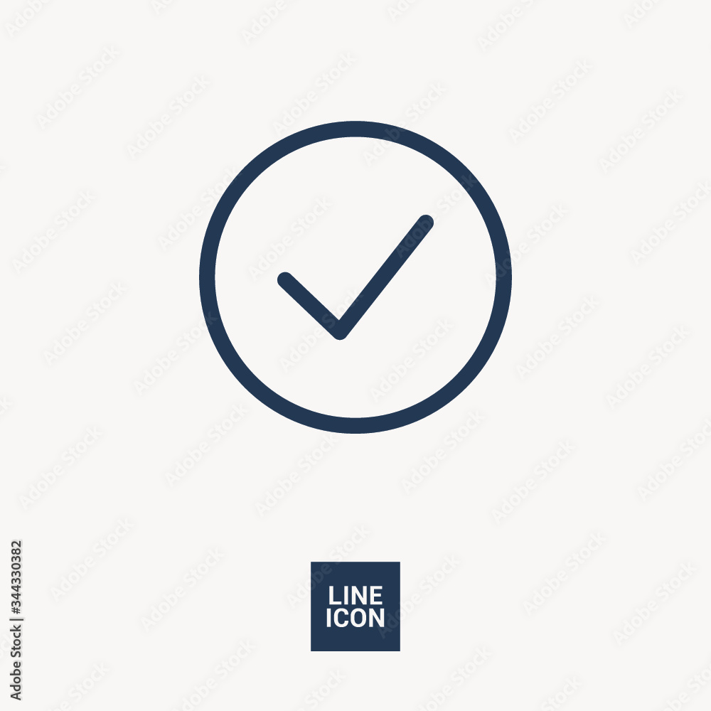 Tick isolated linear icon for websites minimalistic flat design Tick isolated linear icon for websites minimalistic flat design