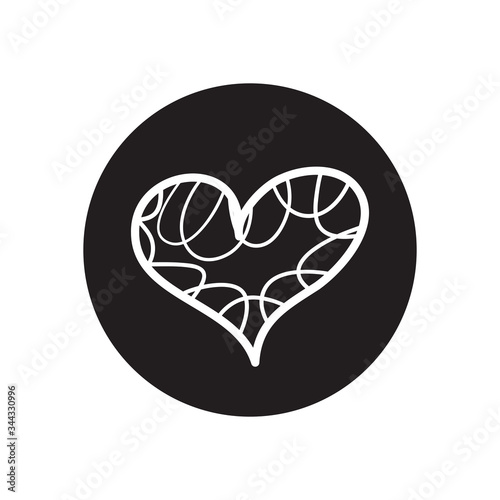 heart with decorative lines around, line block style