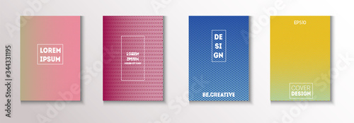 Wavy Minimal Cover Vector Set. 80s Neon Music Poster. Pattern 