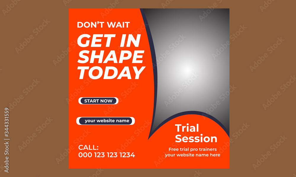 Fitness square flyer template or instagram post