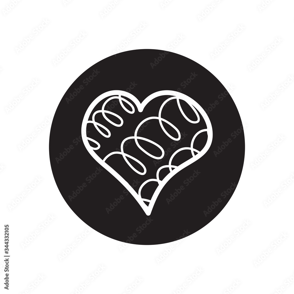 heart full of spirals decorations, line block style heart full of spirals decorations, line block style