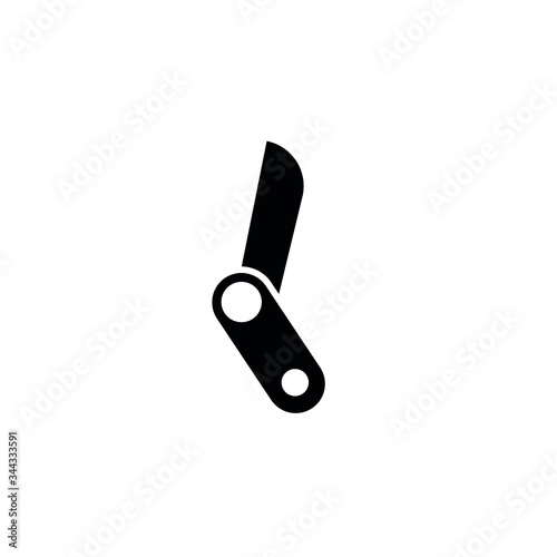 folding pocket knife icon on white background, vector symbol