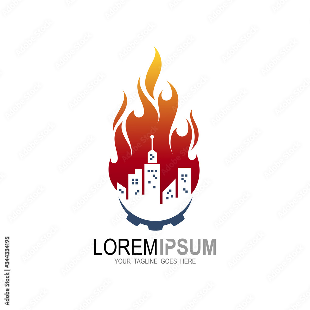 City fire logo design vector, Fire city vector City fire logo design vector, Fire city vector
