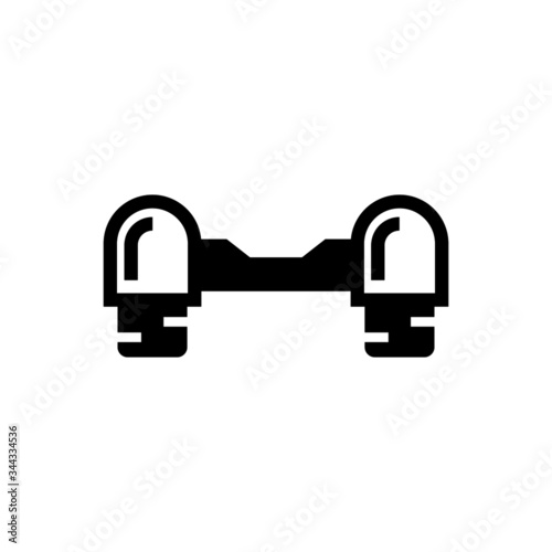 Hoverboard vector icon in black solid flat design icon isolated on white background