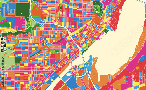 Peoria, Illinois, USA, colorful vector map photo