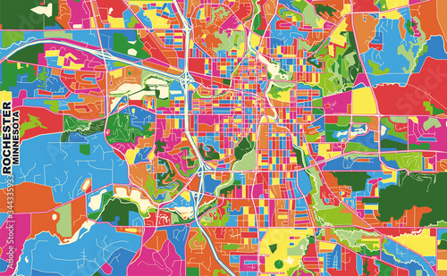 Rochester, Minnesota, USA, colorful vector map