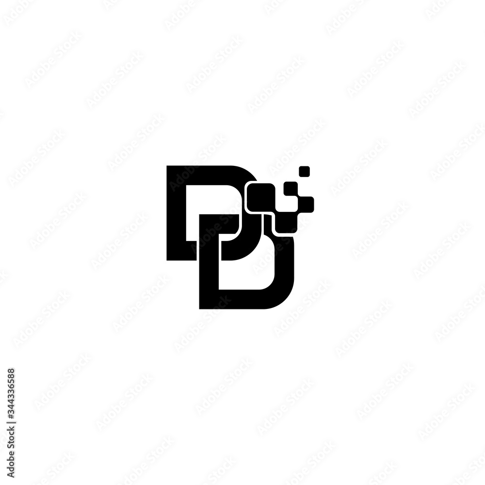 Vector letter D with dots connected technology style concept logo Vector letter D with dots connected technology style concept logo