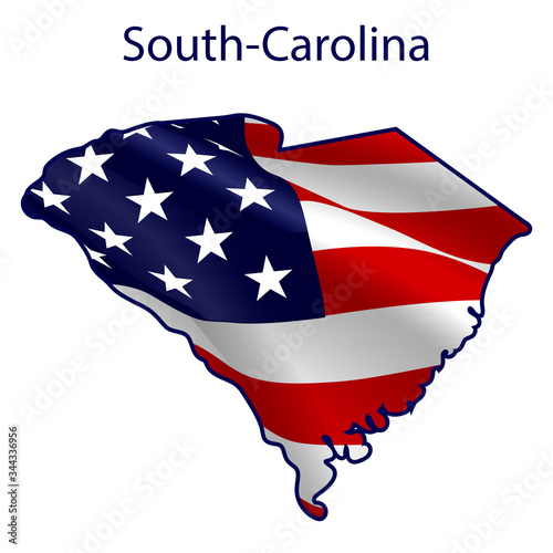 South Carolina full of American flag waving in the wind