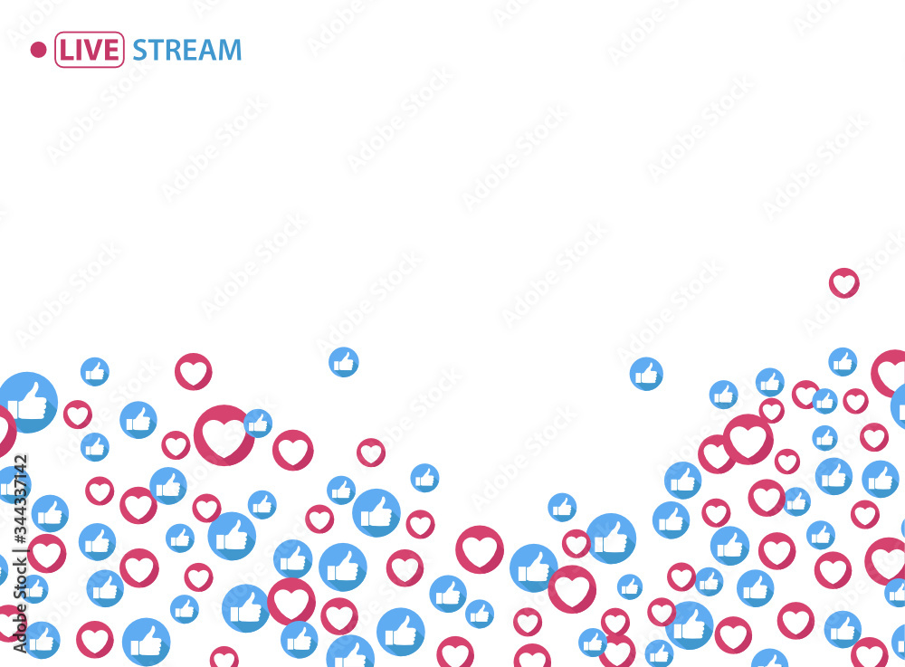 Like and heart icons for live stream video Like and heart icons for live stream video