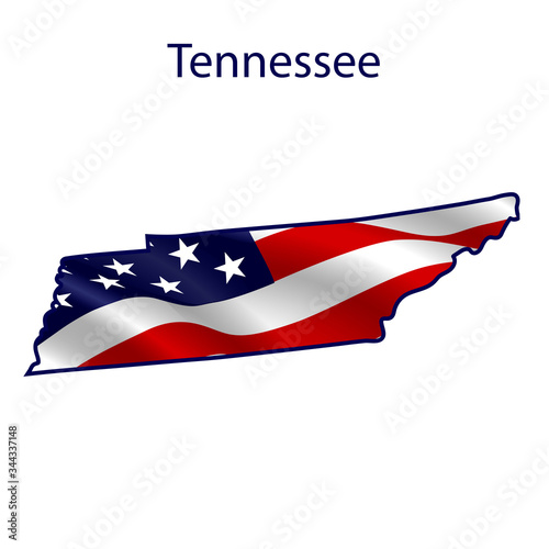 Tennessee full of American flag waving in the wind