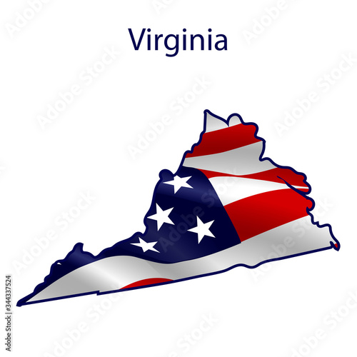 Virginia full of American flag waving in the wind