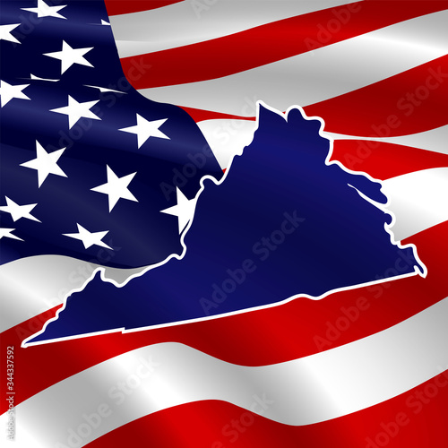 United States, Virginia. Dark blue silhouette