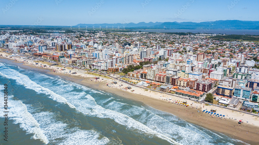 Capão da Canoa - RS. Aerial view of the beach and city of Capão da Canoa in the state of Rio Grande do Sul, southern Brazil
