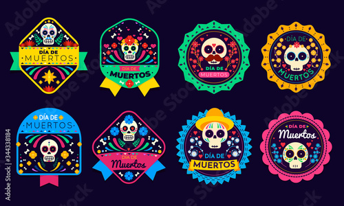 Day of the dead template set for badges or label