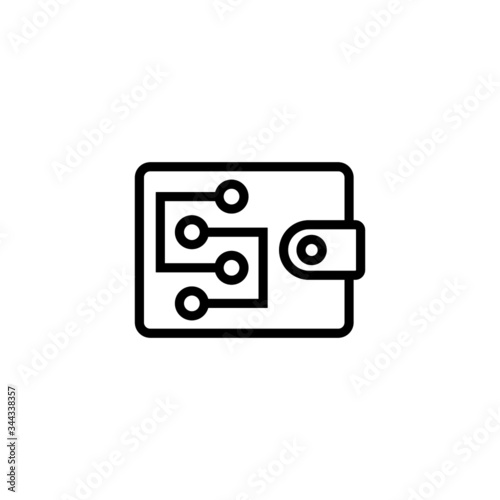 Digital wallet vector icon in black solid flat design icon isolated on white background