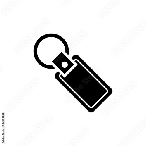 Key chain icon vector in black solid flat design icon isolated on white background