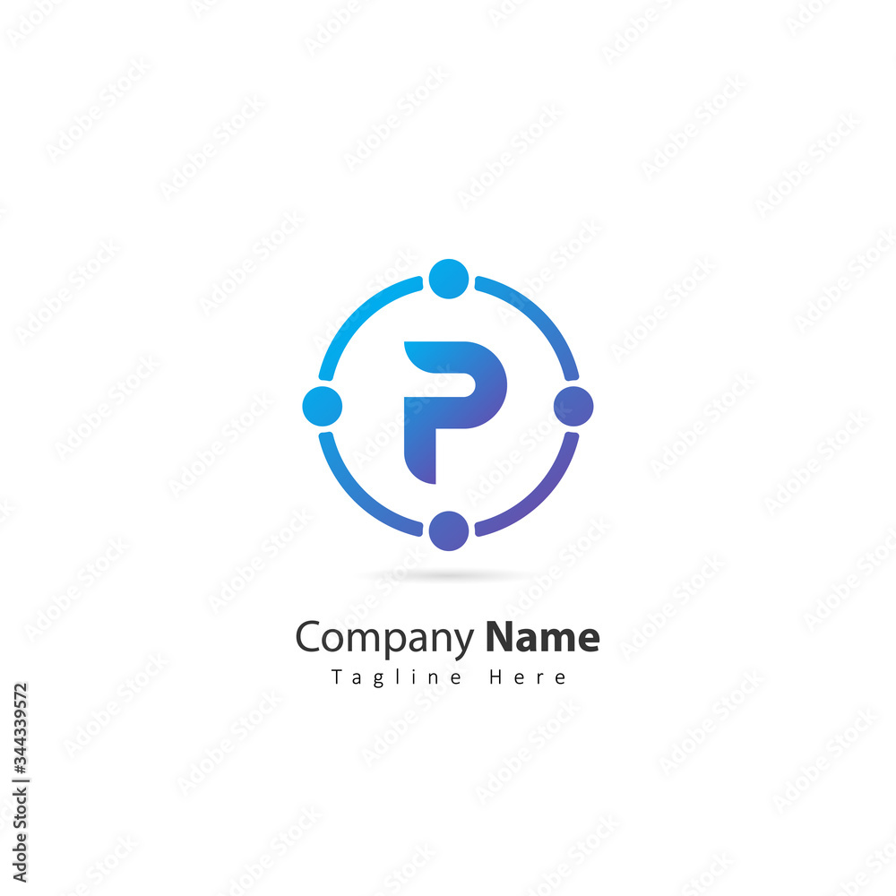 initial letter P logo with circle and dot element. design vector illustration people logo. logo for company. icon initial letter P logo with circle and dot element. design vector illustration people logo. logo for company. icon