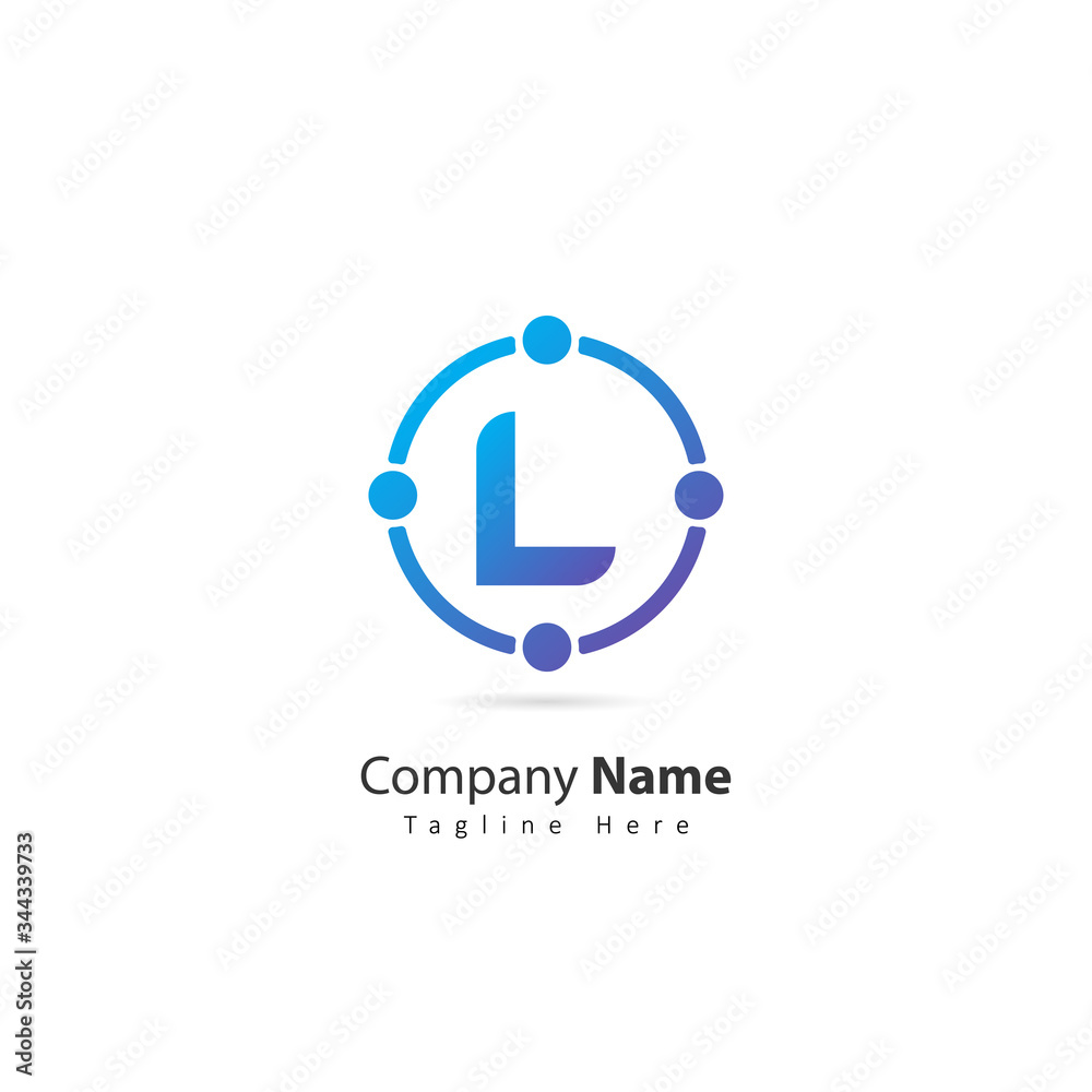 initial letter L logo with circle and dot element. design vector illustration people logo. logo for company. icon