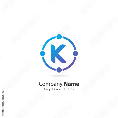 initial letter K logo with circle and dot element. design vector illustration people logo. logo for company. icon