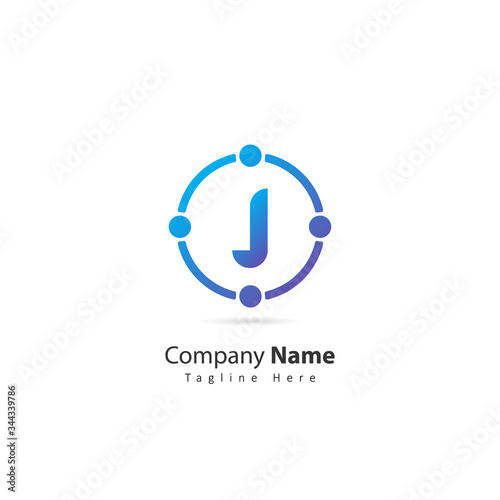 initial letter J logo with circle and dot element. design vector illustration people logo. logo for company. icon