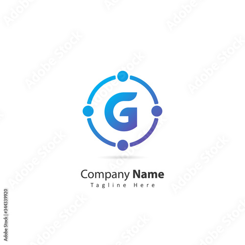 initial letter G logo with circle and dot element. design vector illustration people logo. logo for company. icon