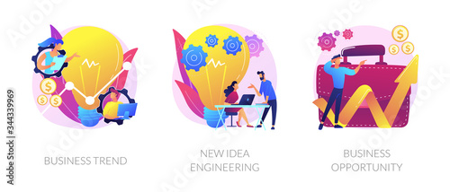 Professional marketing research  team collaboration  solutions search icons set. Business trend  design thinking  business opportunity metaphors. Vector isolated concept metaphor illustrations