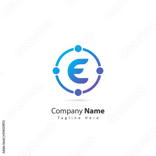 initial letter E logo with circle and dot element. design vector illustration people logo. logo for company. icon