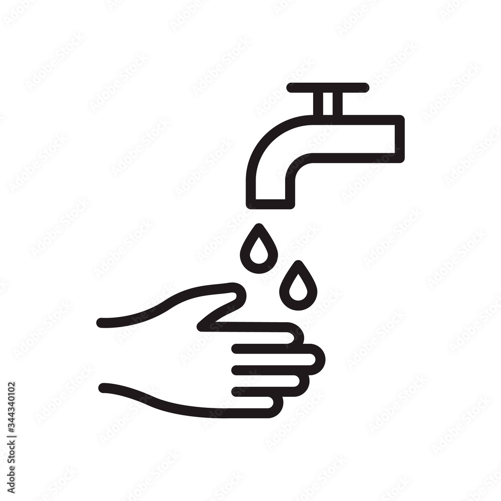 Washing hands icon. Line style design. Isolated on white background. Vector graphic illustration. Suitable for website design, logo, app, template, and ui. Editable vector stroke. EPS 10. Washing hands icon. Line style design. Isolated on white background. Vector graphic illustration. Suitable for website design, logo, app, template, and ui. Editable vector stroke. EPS 10.