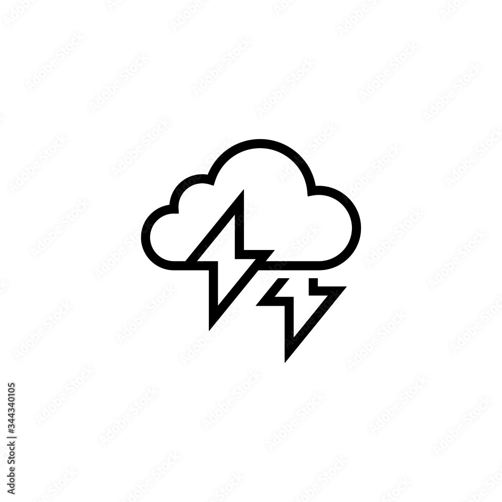 Light bolt icon in linear, outline icon isolated on white background Light bolt icon in linear, outline icon isolated on white background