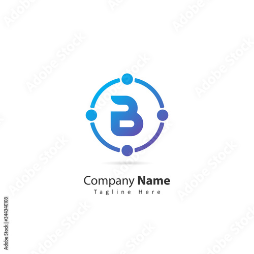 initial letter B logo with circle and dot element. design vector illustration people logo. logo for company. icon
