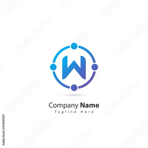 initial letter W logo with circle and dot element. design vector illustration people logo. logo for company. icon