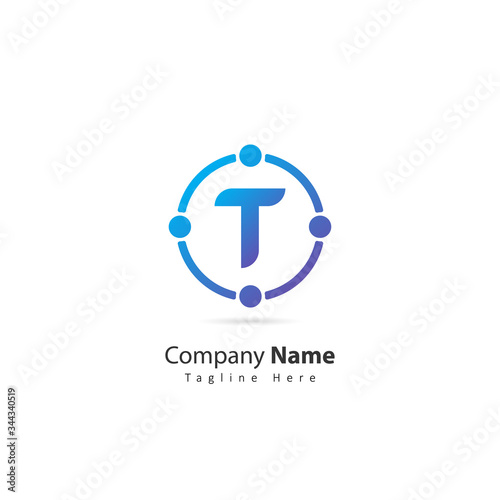 initial letter T logo with circle and dot element. design vector illustration people logo. logo for company. icon