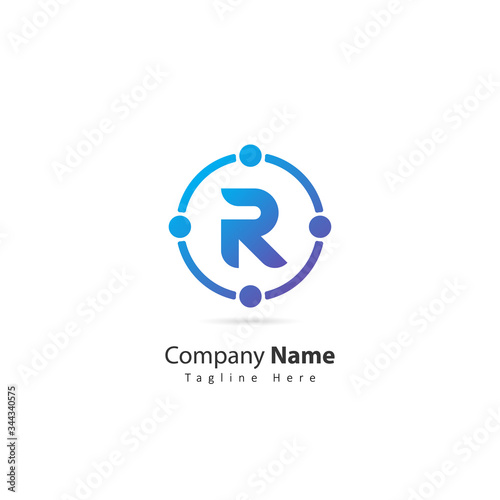 initial letter R logo with circle and dot element. design vector illustration people logo. logo for company. icon