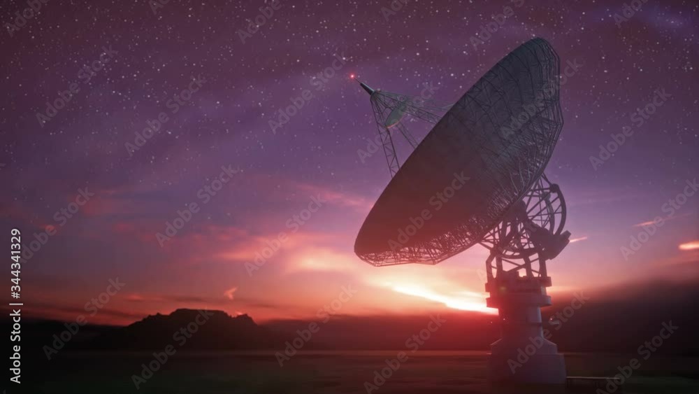 Time lapse animation of a giant satellite dish antenna moving to capture radio signals. Concept of communication, information and scientific research. Time lapse animation of a giant satellite dish antenna moving to capture radio signals. Concept of communication, information and scientific research.