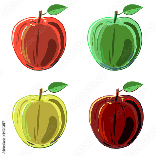 葉が付いたりんご