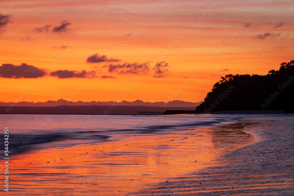Golden sunrise on the beach