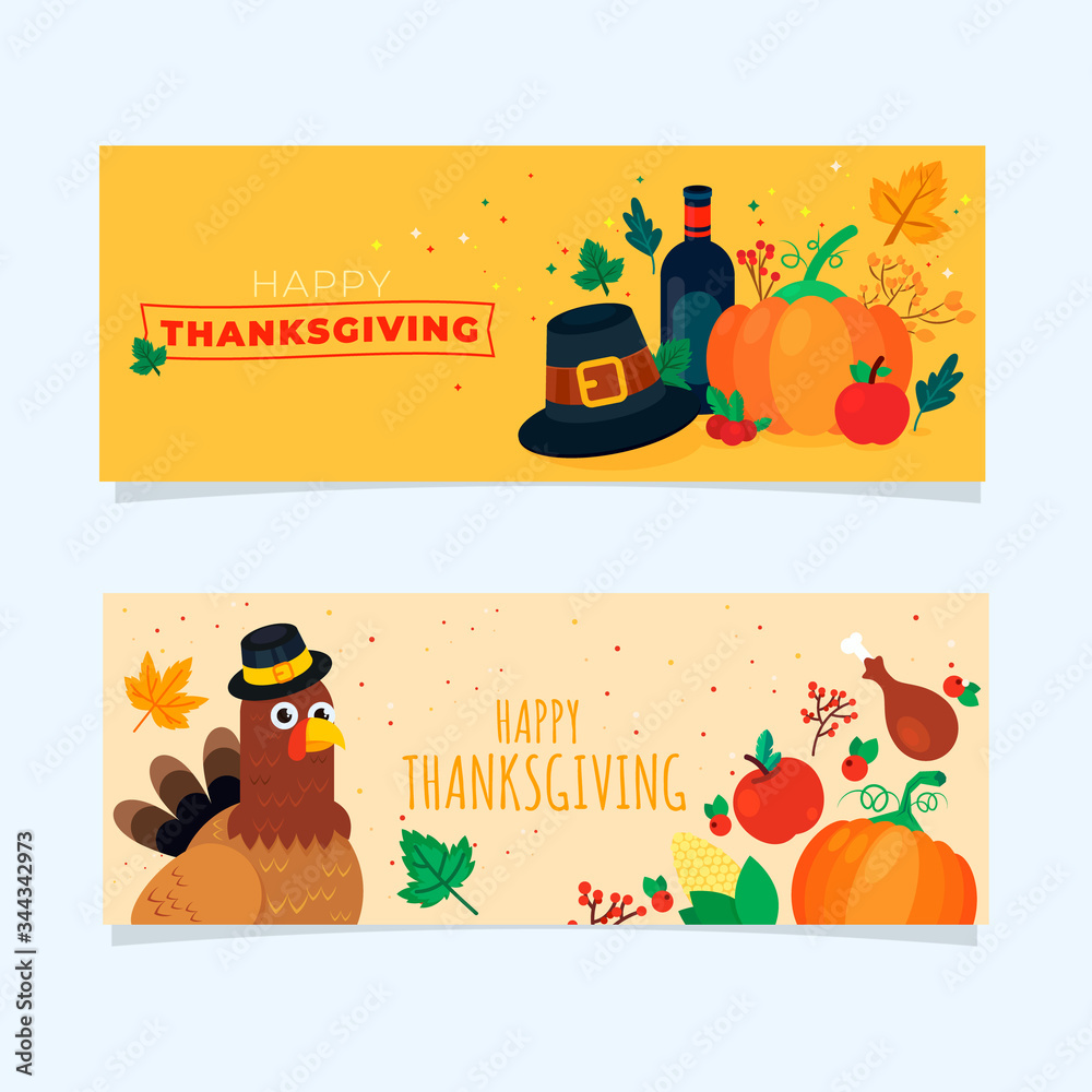 Fototapeta premium banners of thanksgiving food animated