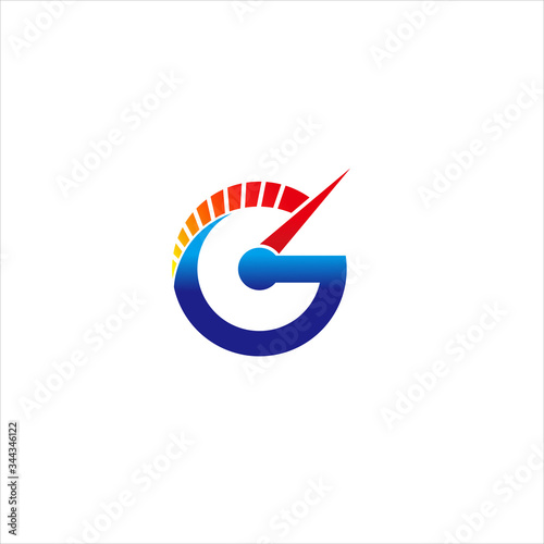 Vector letter G speedometer concept logo design template illustration eps 10