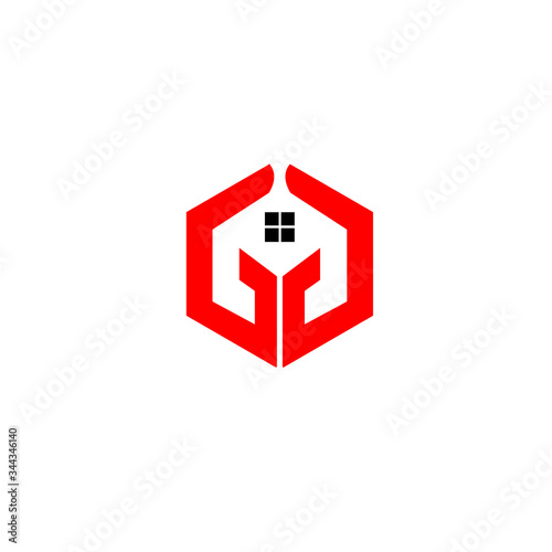 Vector GG home real estate concept logo design template illustration eps 10