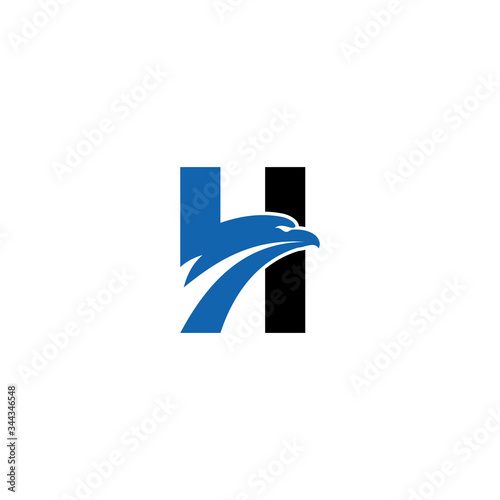 Vector letter H hawk head concept logo