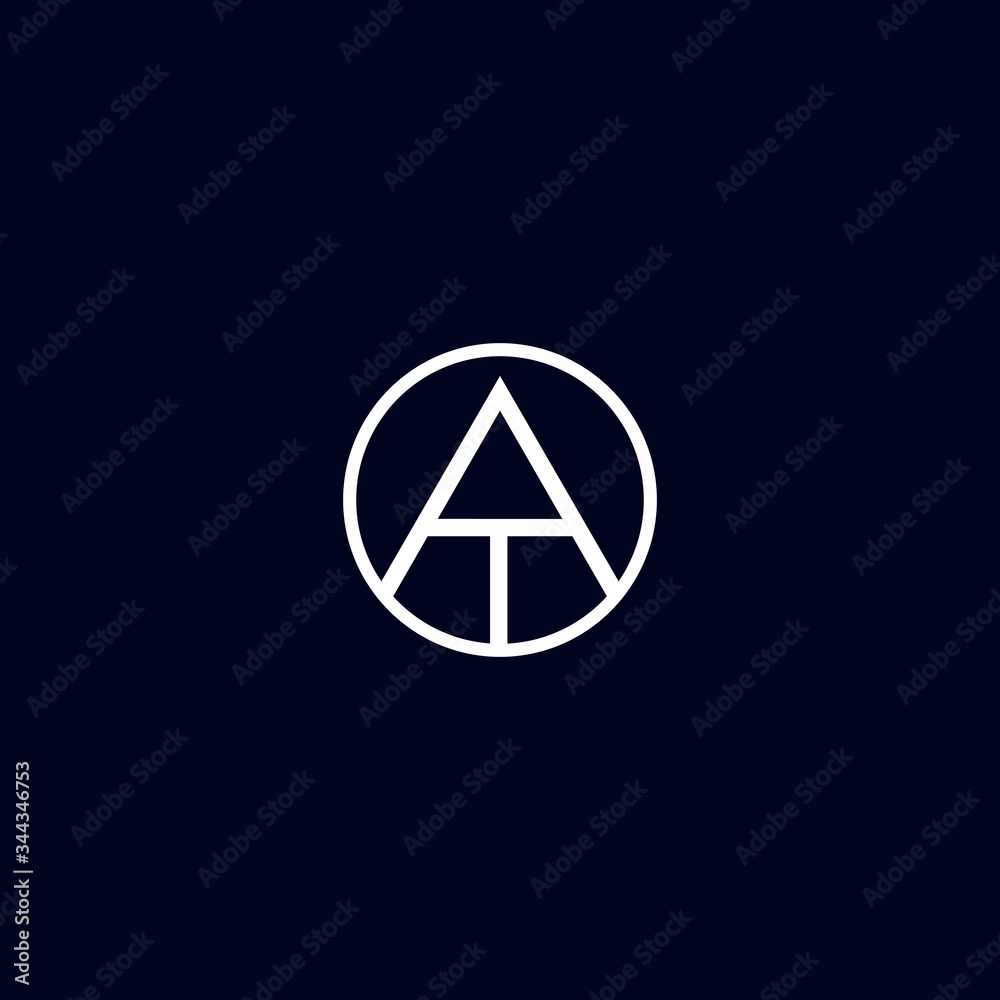 Monogram letter AT in the circle icon logo vector design template concept Monogram letter AT in the circle icon logo vector design template concept